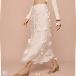 Reformation Cream Floral Skirt